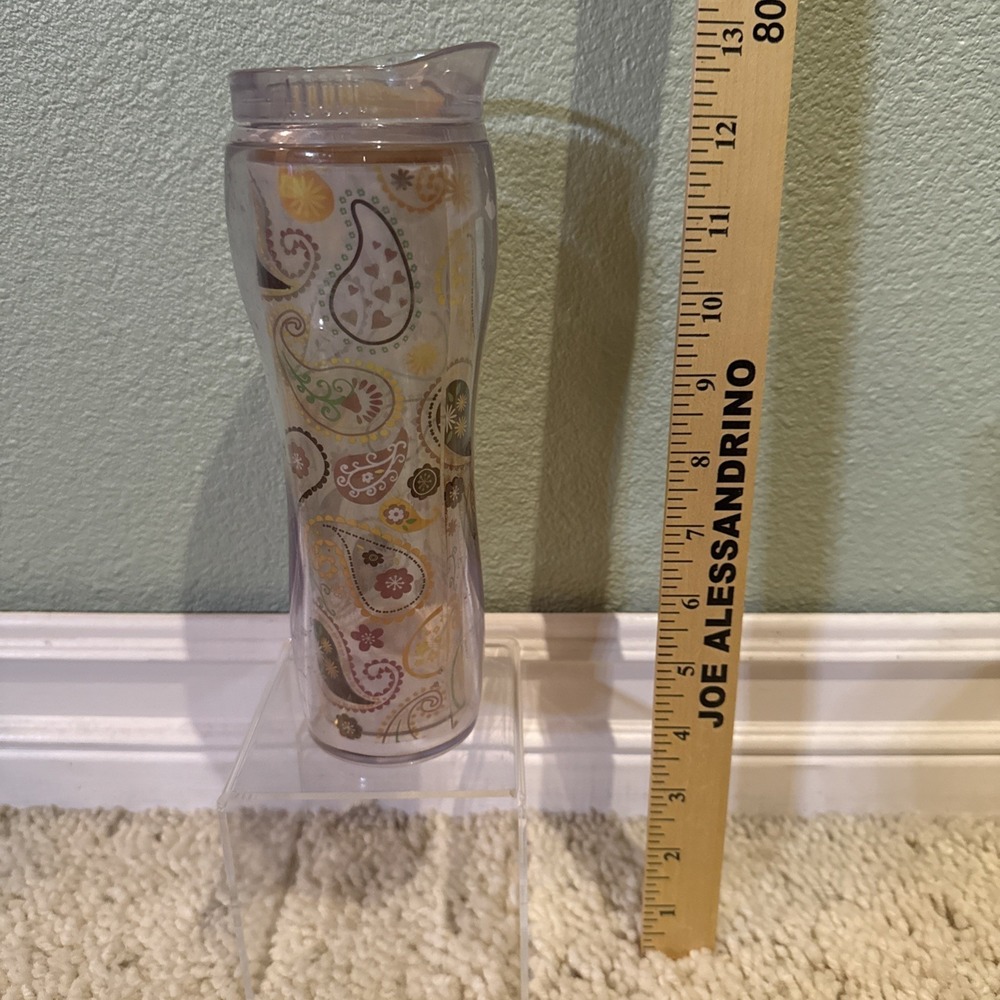 Insulated Tumbler Pink Green Paisley 12 Oz Capacity